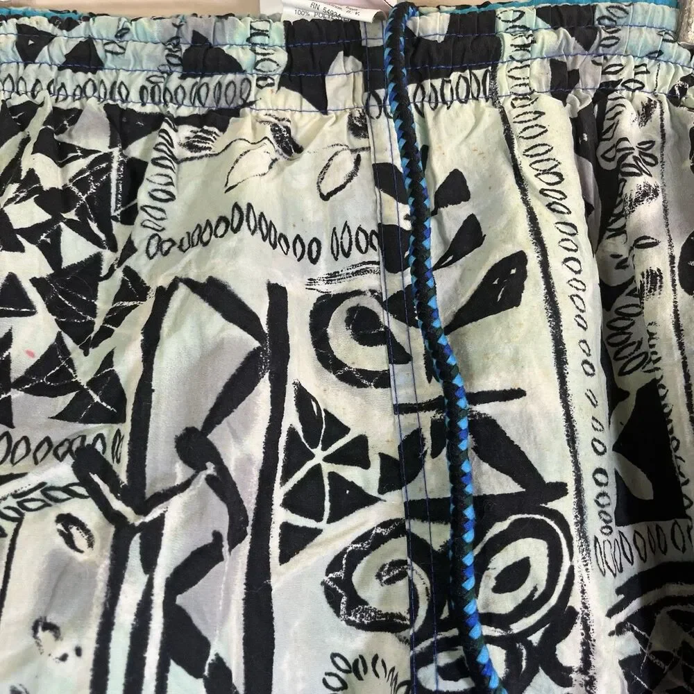 Vtg Speedo Men's Size Large Swim Shorts Blue Aztec Geometric Beach